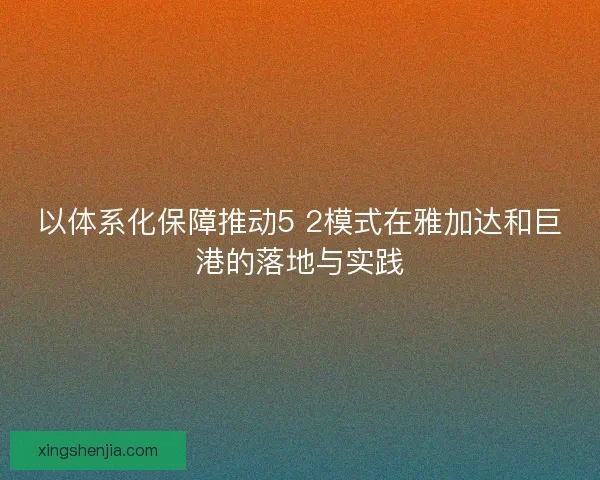 以体系化保障推动5 2模式在雅加达和巨港的落地与实践