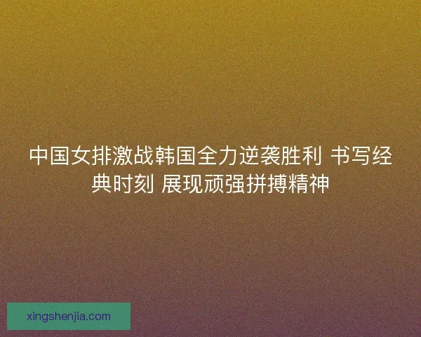 中国女排激战韩国全力逆袭胜利 书写经典时刻 展现顽强拼搏精神